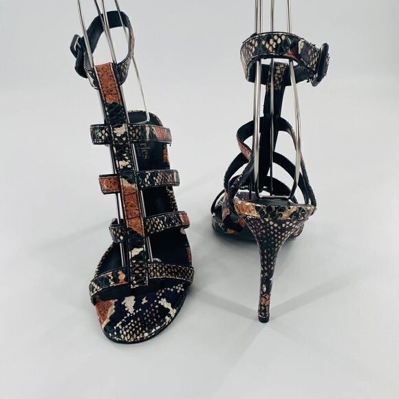 Charles by Charles David Sand Leather Snake Print Gladiator Size 7 - Picture 8 of 12